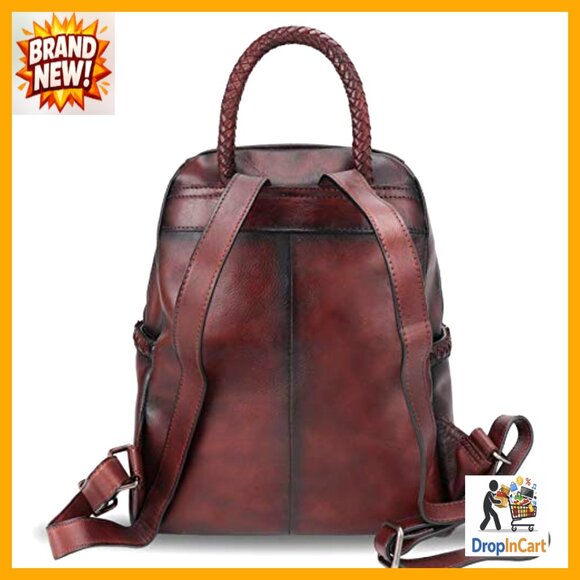 Genuine Leather Backpack Purse Vintage Retro Casual Daypack Handmade Cowhide main image 6